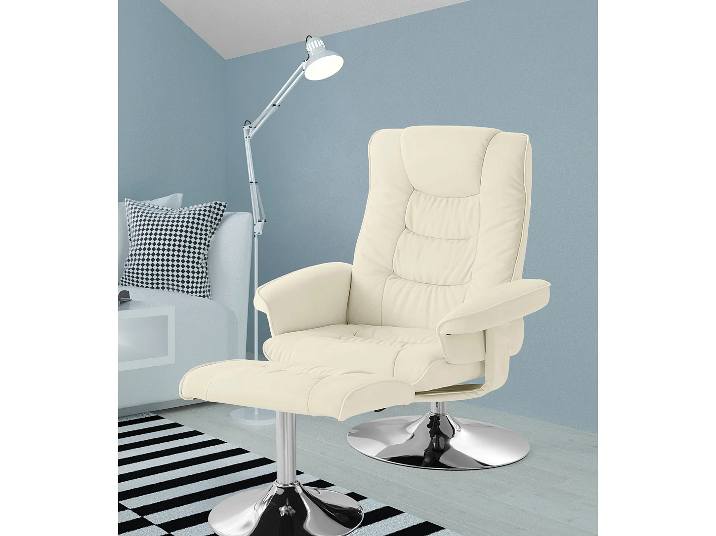 Springfield Sillón Reclinable + Taburete Crema