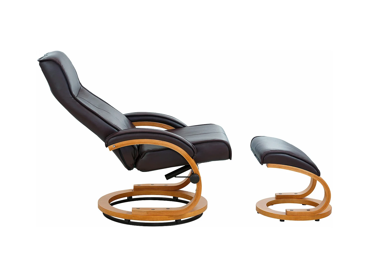 Paris|Fauteuil de relaxation + tabouret en PU gris