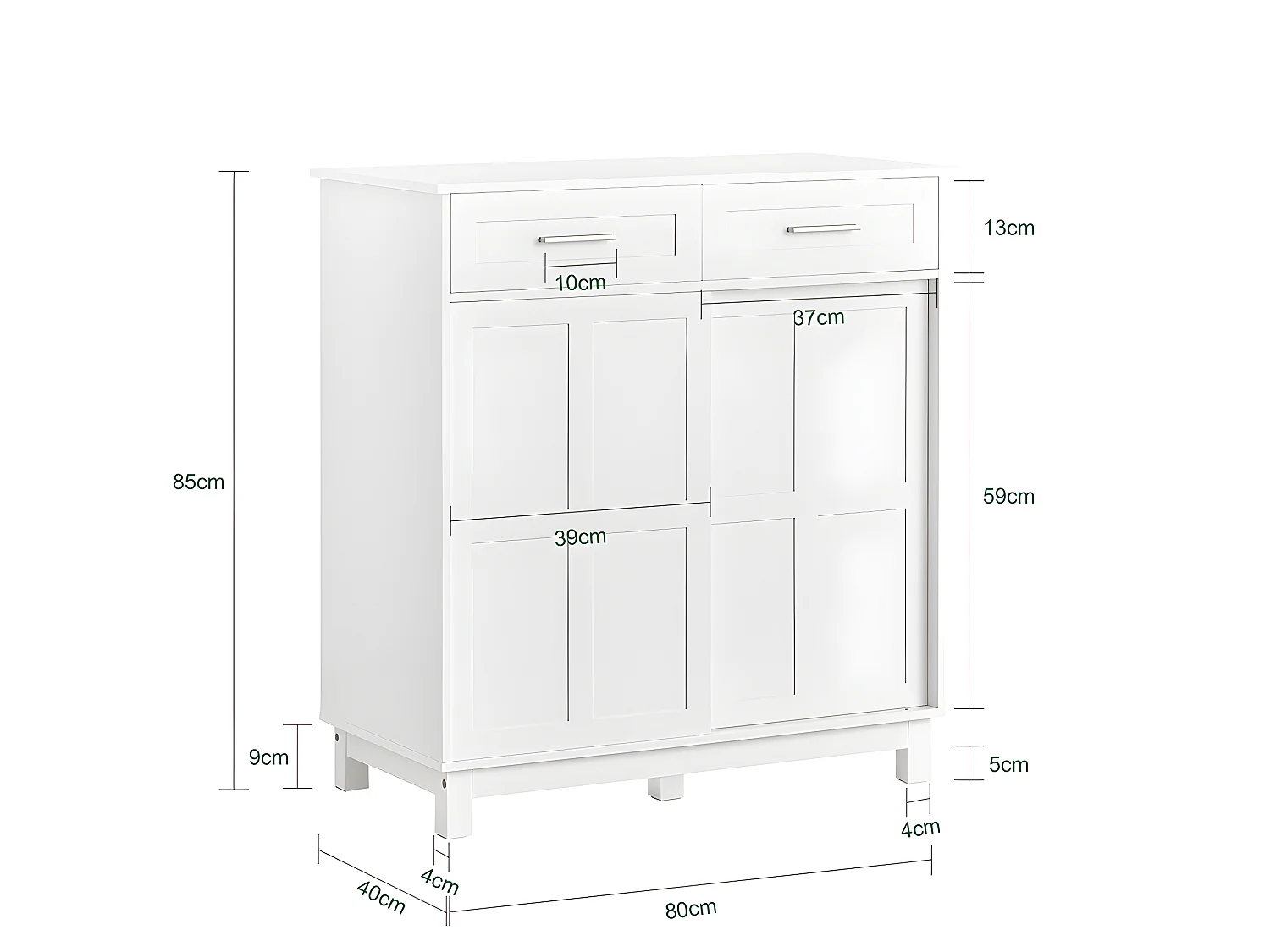 SoBuy FSB84-W Meuble de Rangement Meuble d’entrée Meuble à Chaussures Armoire Multi-rangements avec 2 Tiroirs et 2 Portes Coulissantes