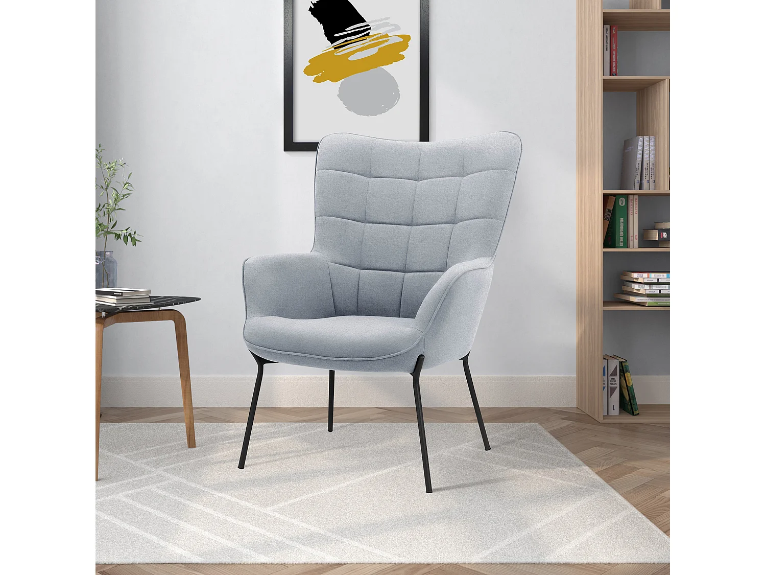 Boris|Fauteuil en tissu gris clair
