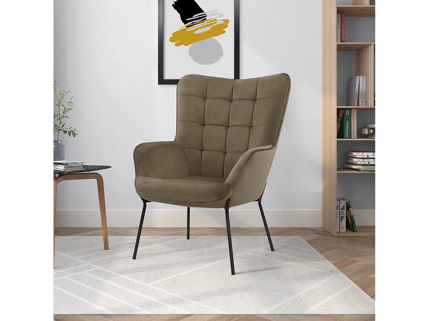 Boris|Fauteuil en tissu mocca