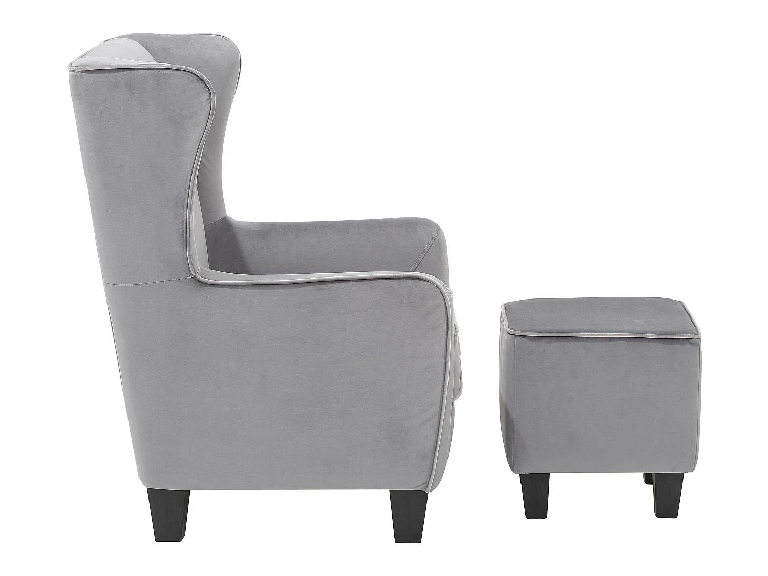 Paprika Armstoel+Kruk Grijs Vel Lichtgrijs