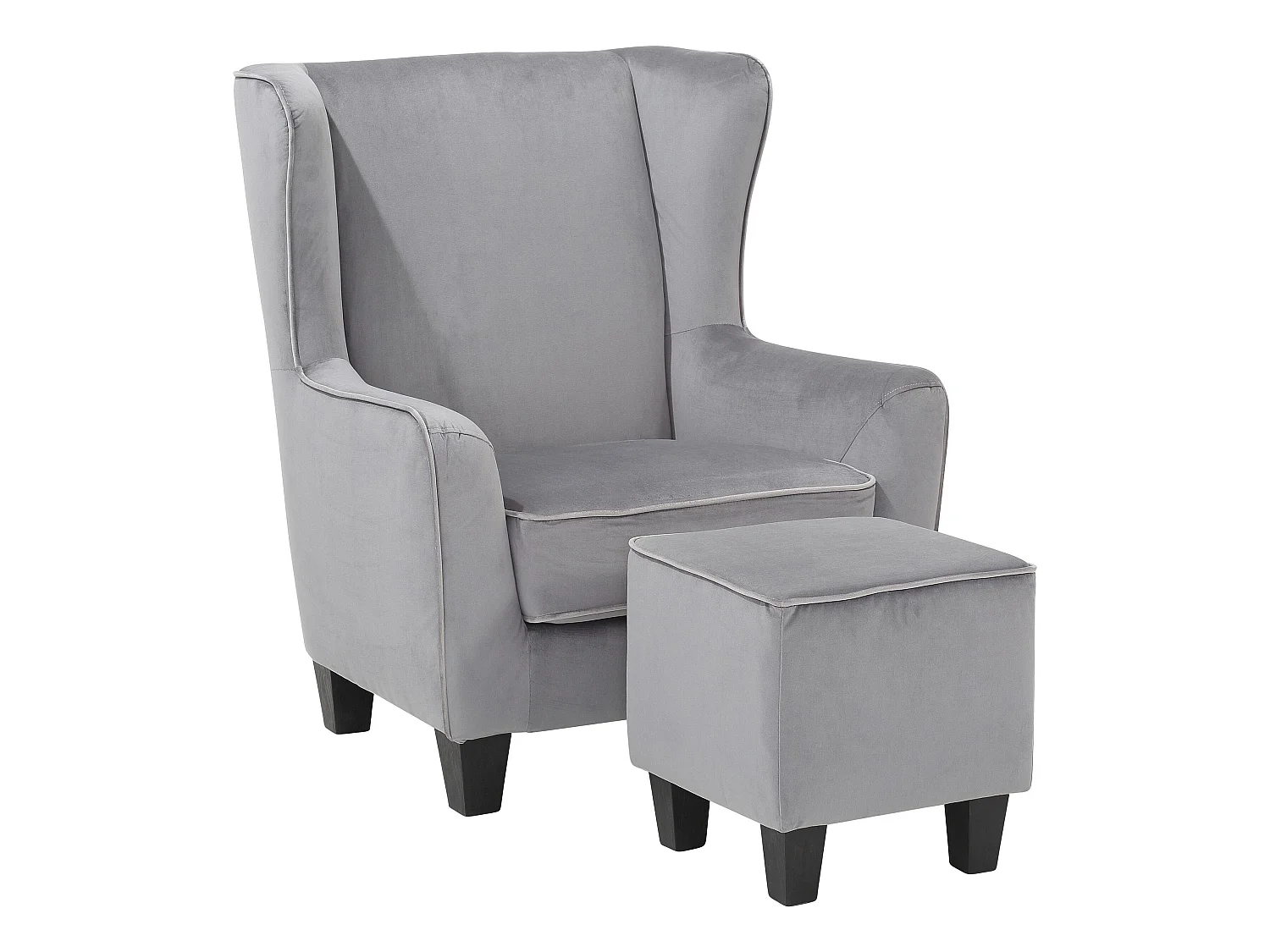 Paprika Armstoel+Kruk Grijs Vel Lichtgrijs