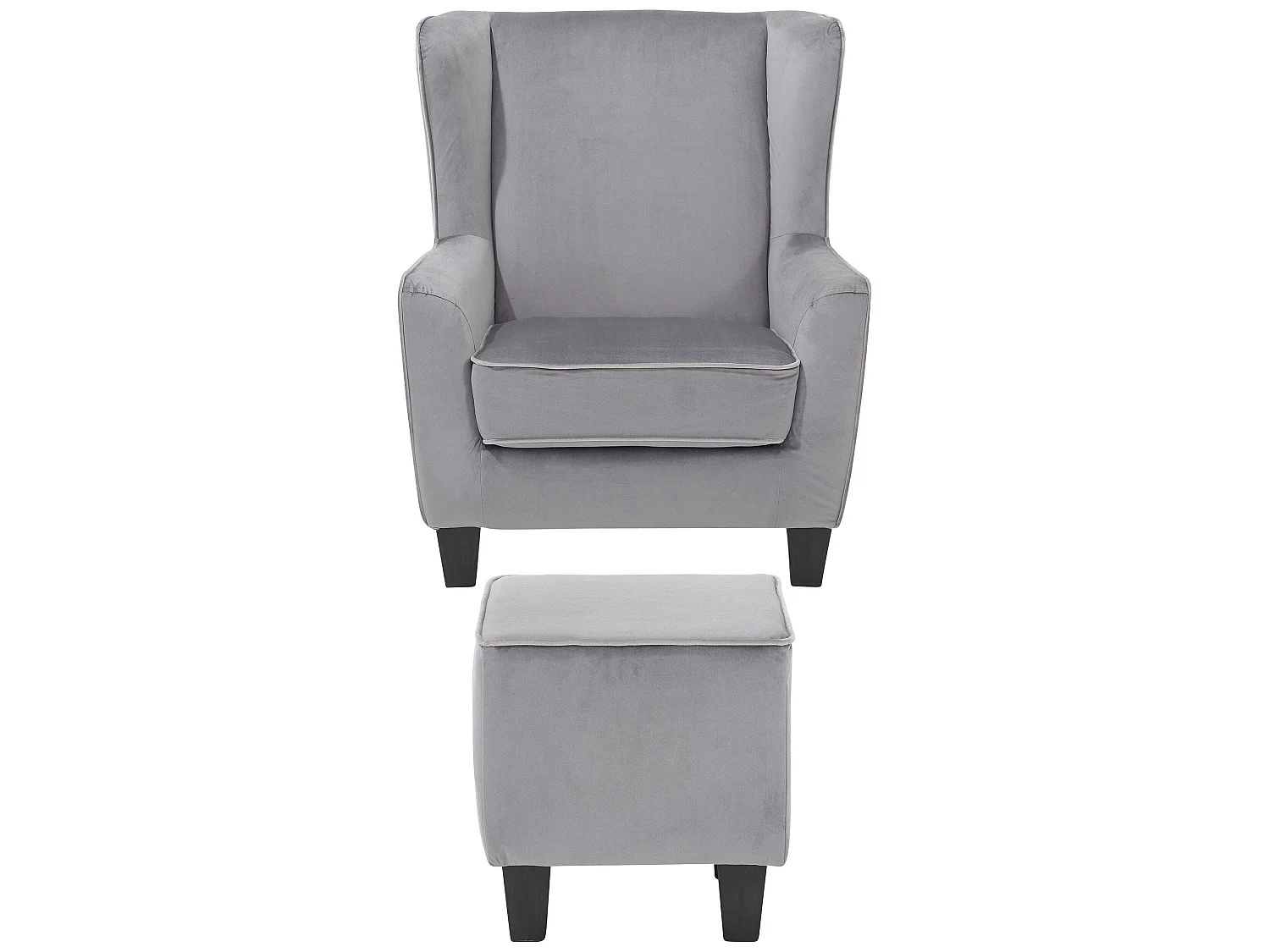 Paprika Armstoel+Kruk Grijs Vel Lichtgrijs