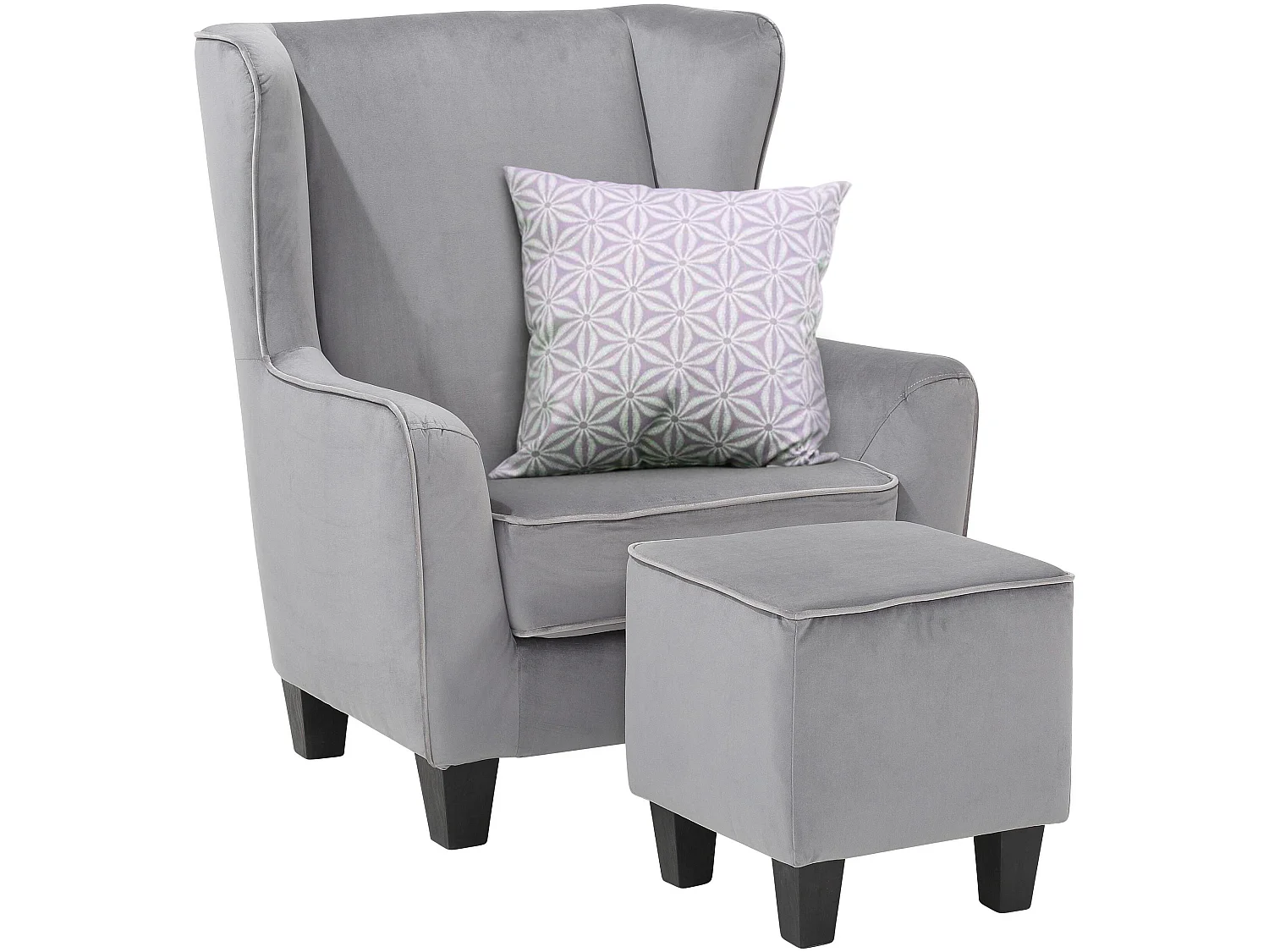 Paprika Armstoel+Kruk Grijs Vel Lichtgrijs