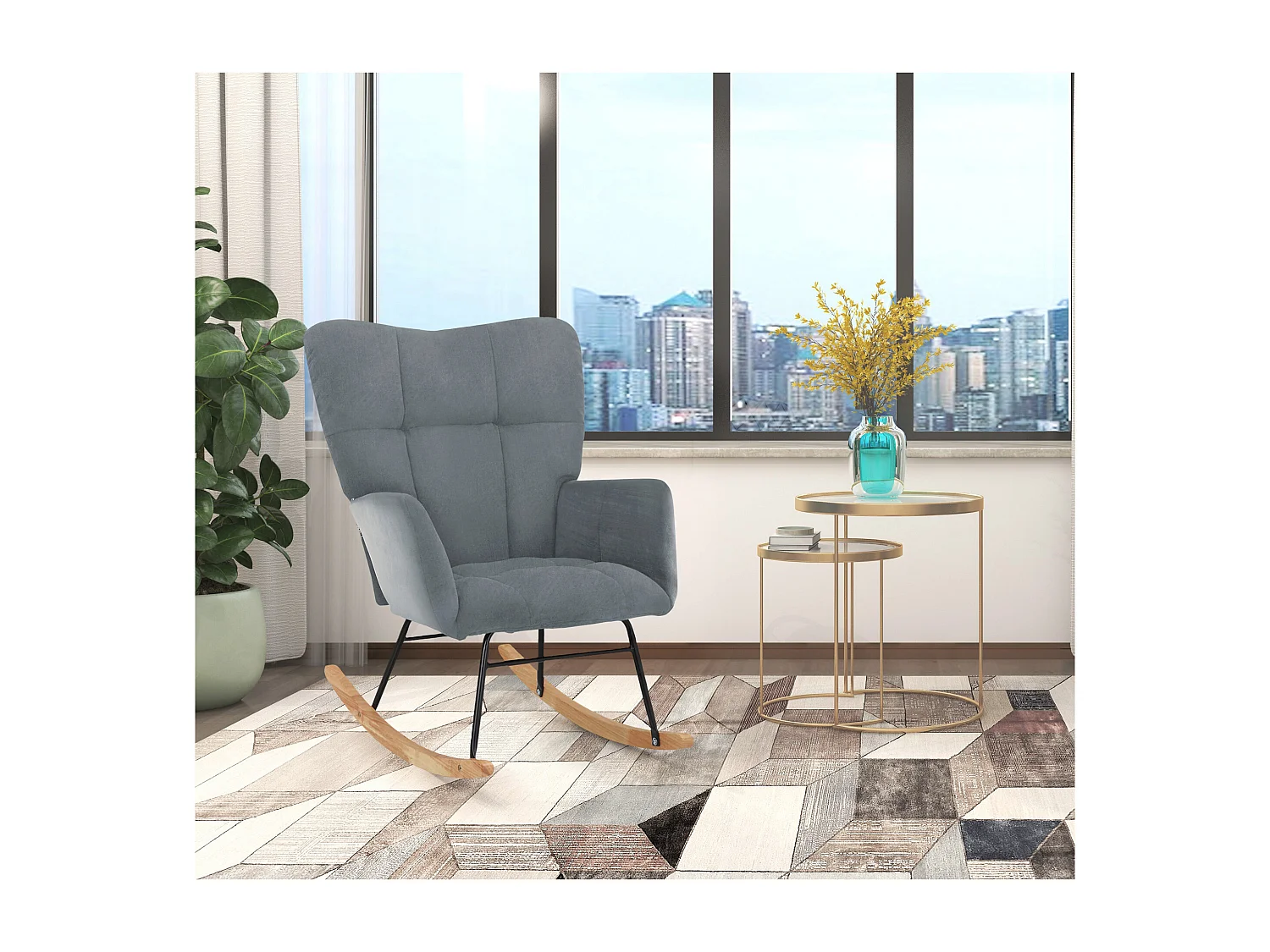 Elza|Fauteuil à bascule en velours gris