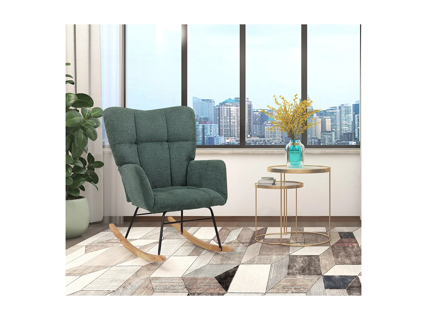 Elza|Fauteuil à bascule tissu vert