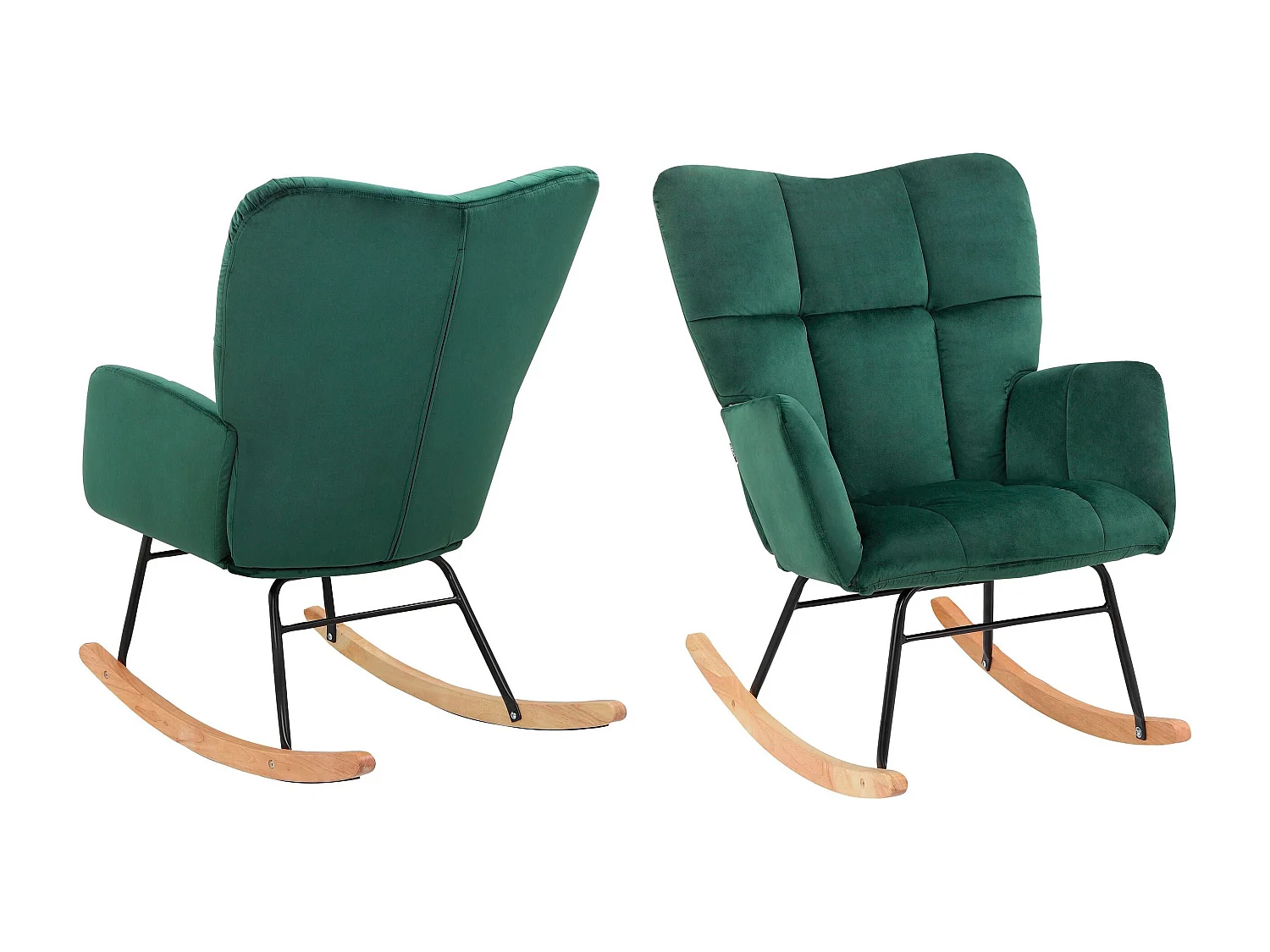 Elza|Fauteuil à bascule en velours vert