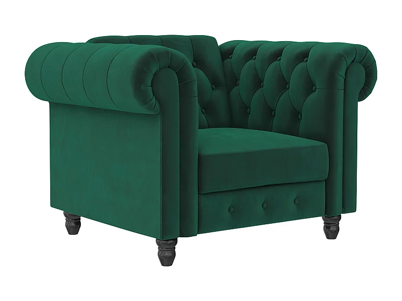 Felix|Fauteuil en velours vert foncé