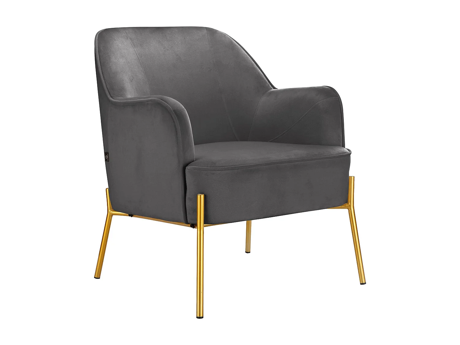 Runa | Fauteuil contemporain en velours gris avec pieds métalliques dorés élégants