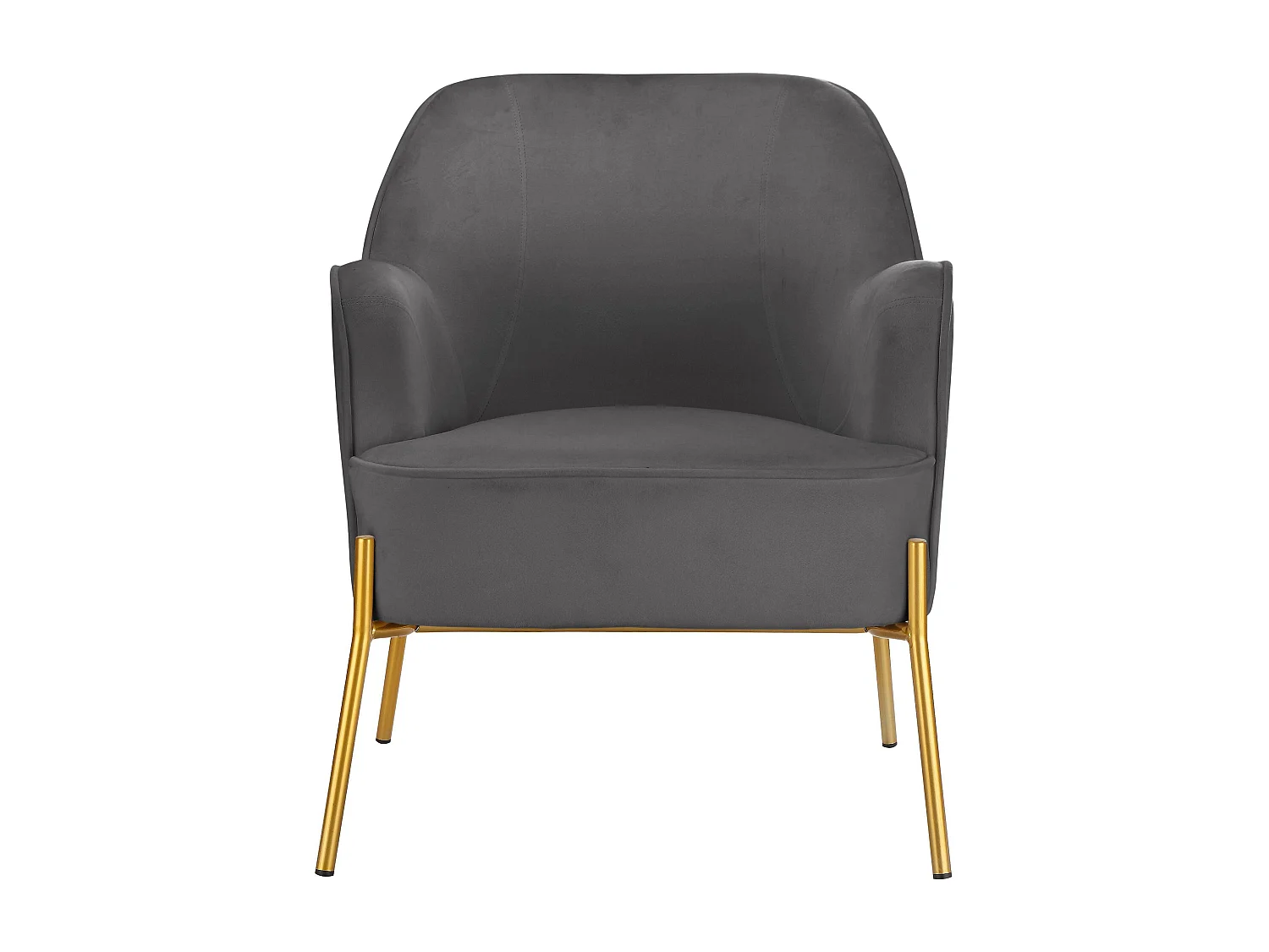 Runa | Fauteuil contemporain en velours gris avec pieds métalliques dorés élégants