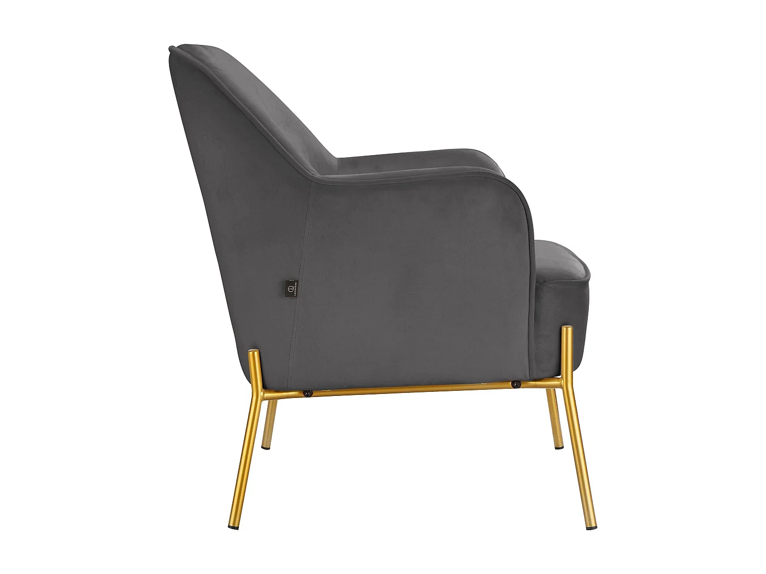 Runa | Fauteuil contemporain en velours gris avec pieds métalliques dorés élégants