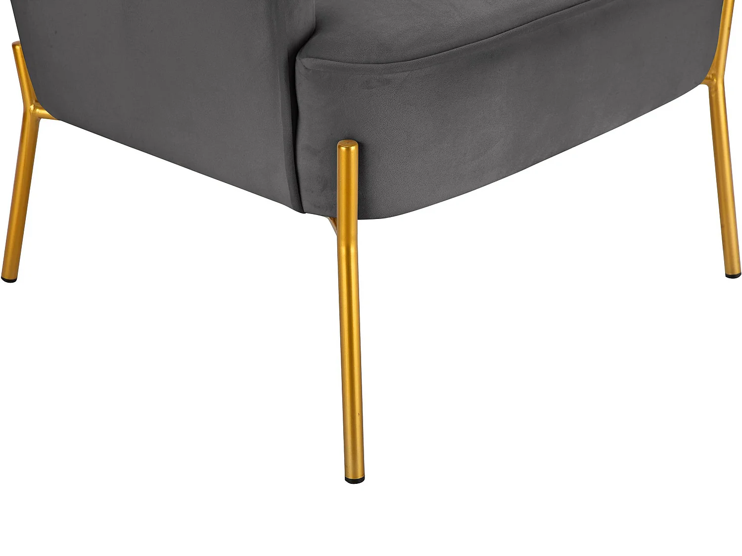 Runa | Fauteuil contemporain en velours gris avec pieds métalliques dorés élégants