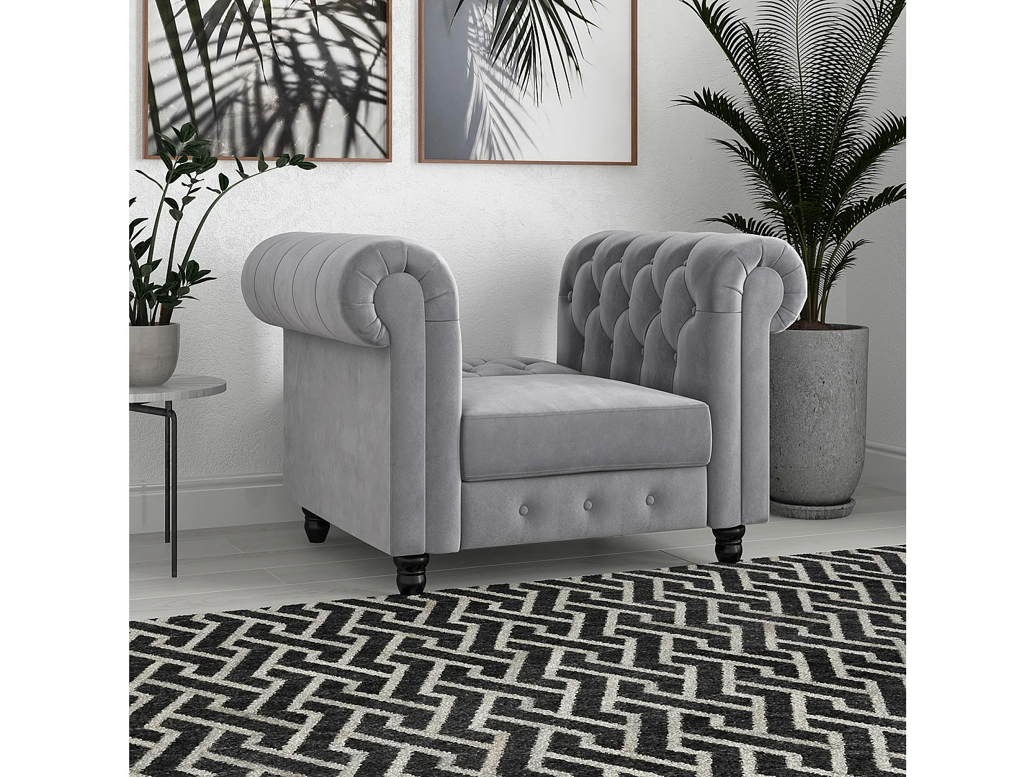 Felix|Fauteuil en velours gris clair