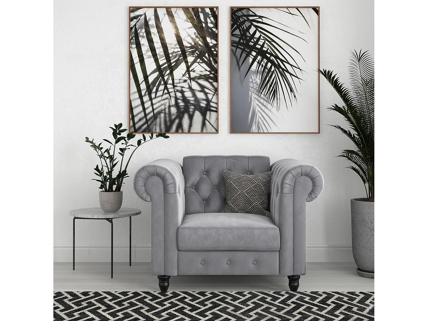 Felix|Fauteuil en velours gris clair