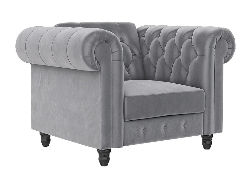 Felix|Fauteuil en velours gris clair