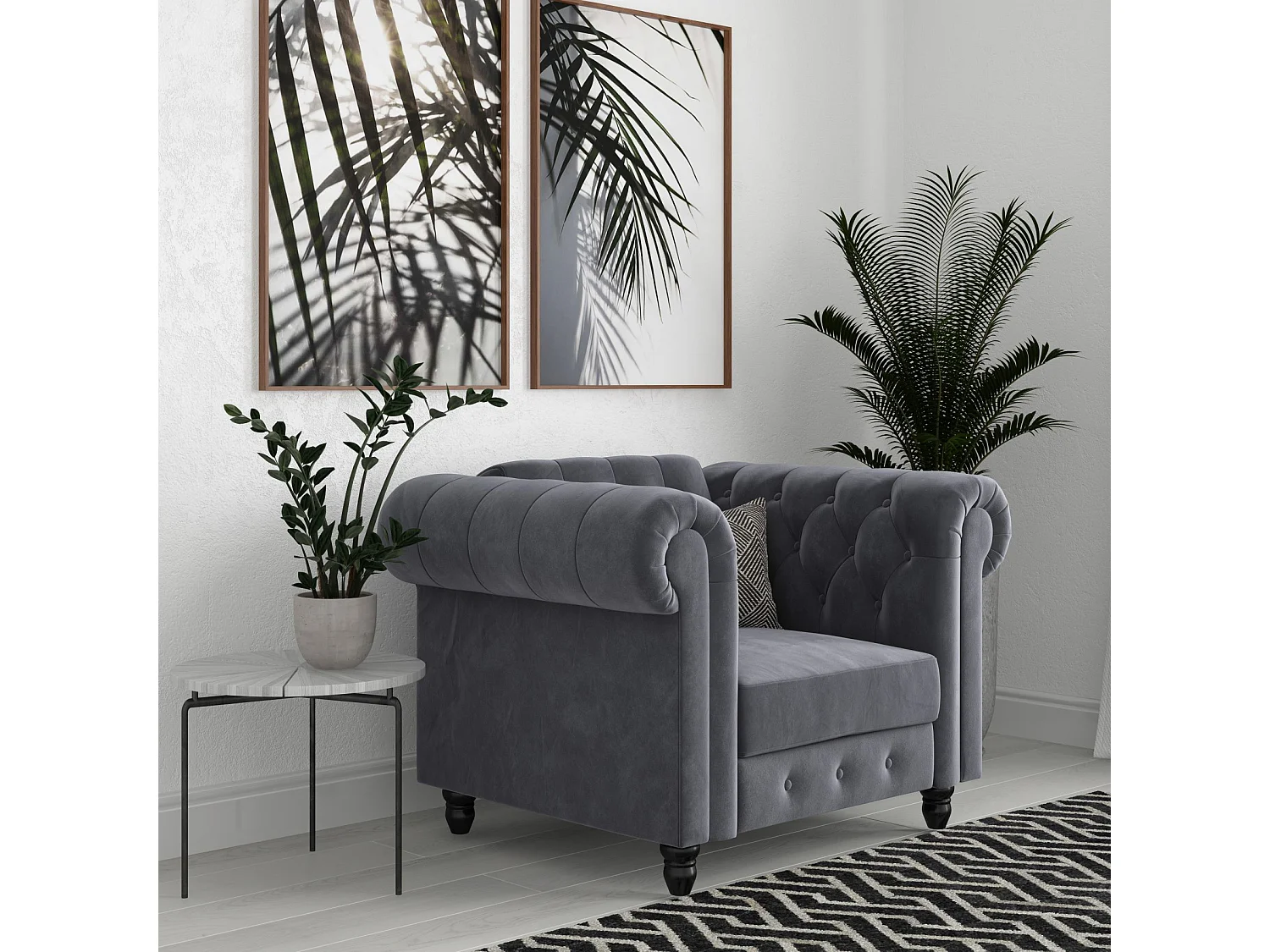 Felix|Fauteuil en velours anthracite