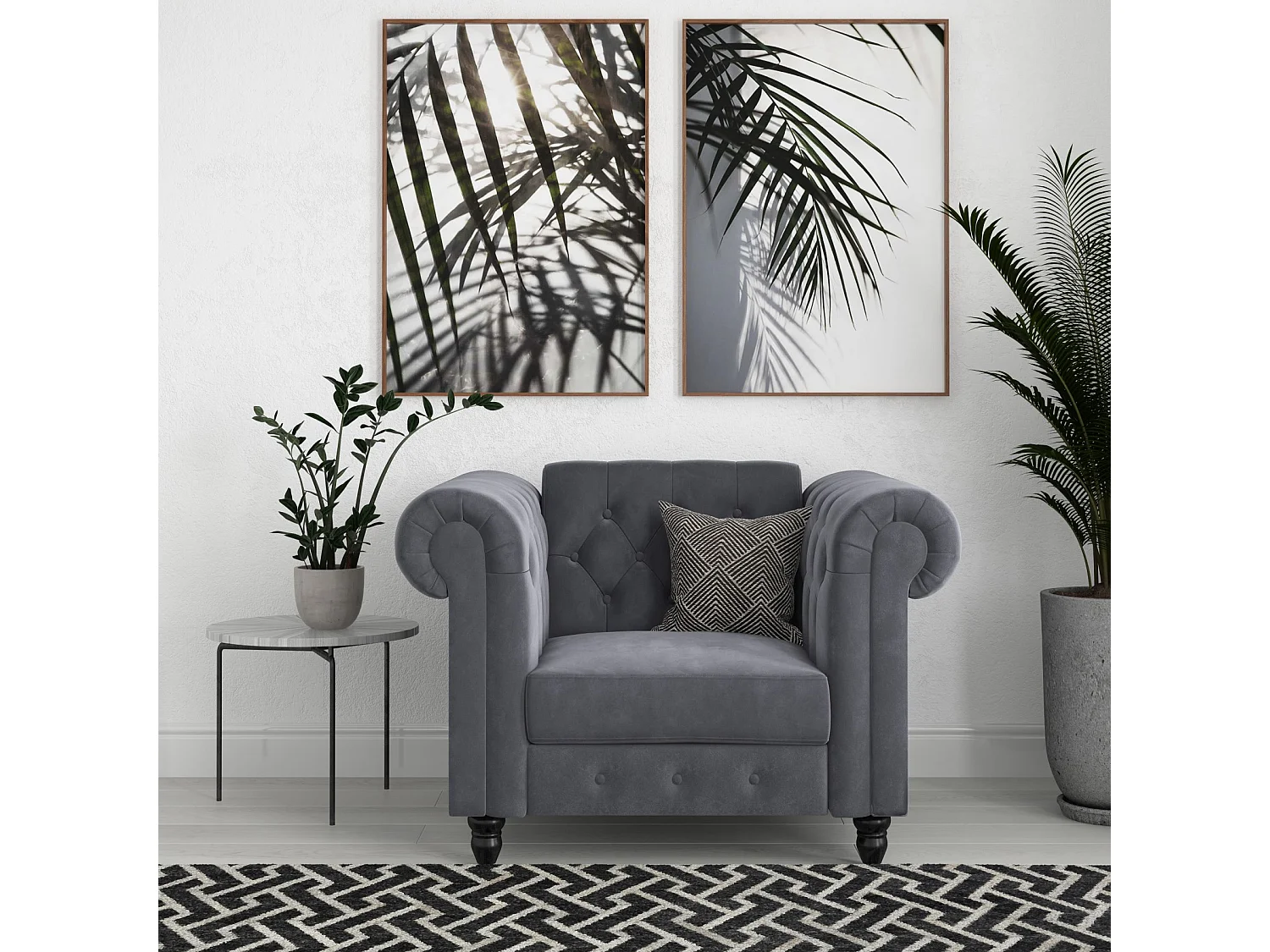 Felix|Fauteuil en velours anthracite