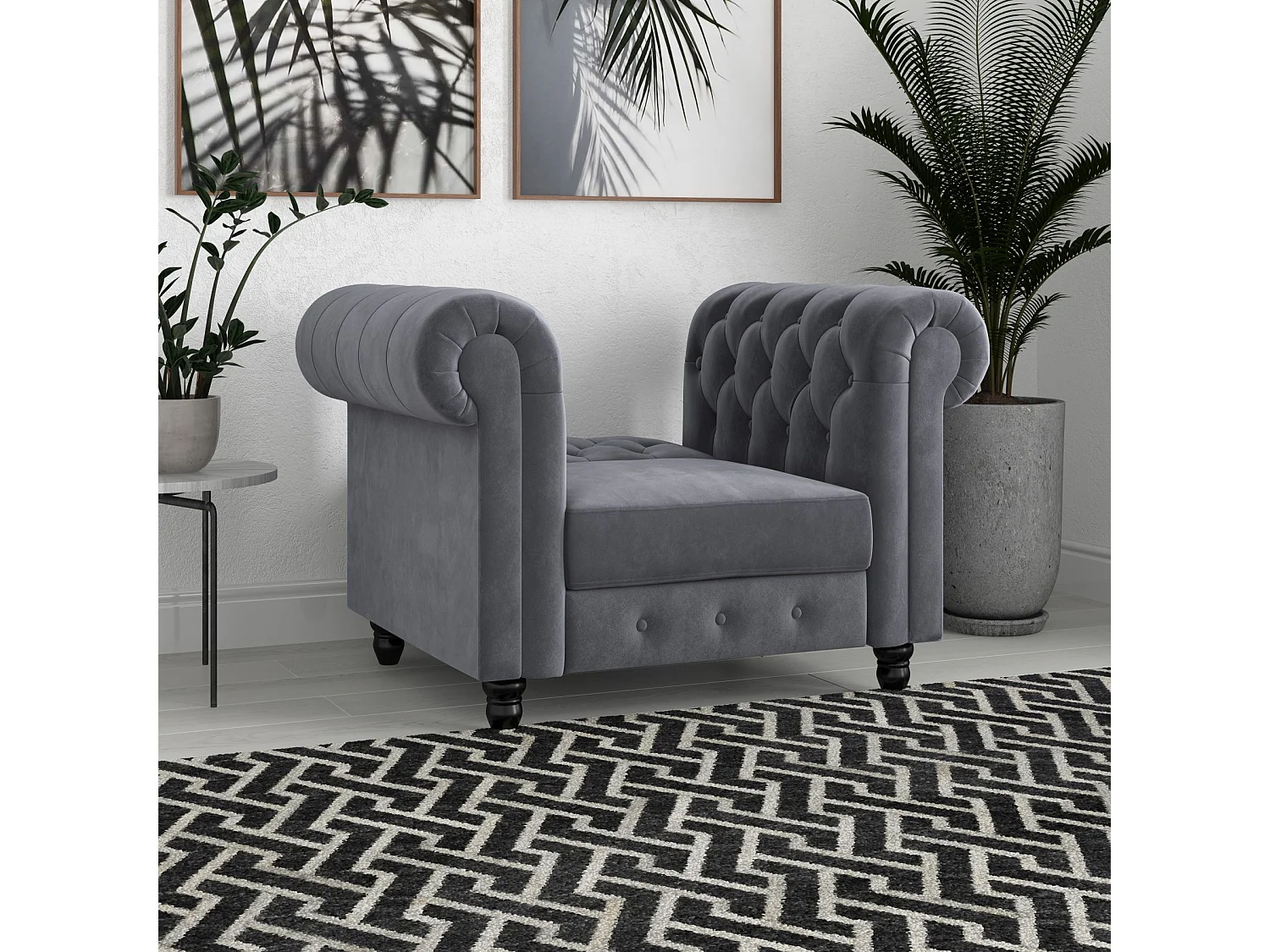 Felix|Fauteuil en velours anthracite