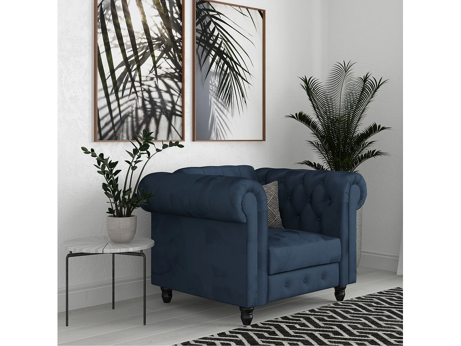 Felix|Fauteuil en velours bleu