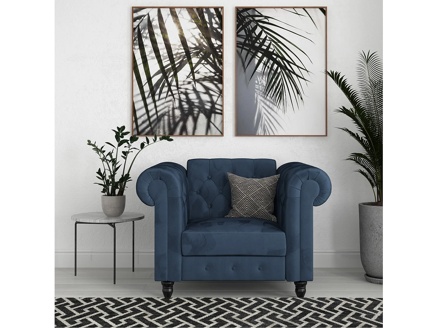 Felix|Fauteuil en velours bleu