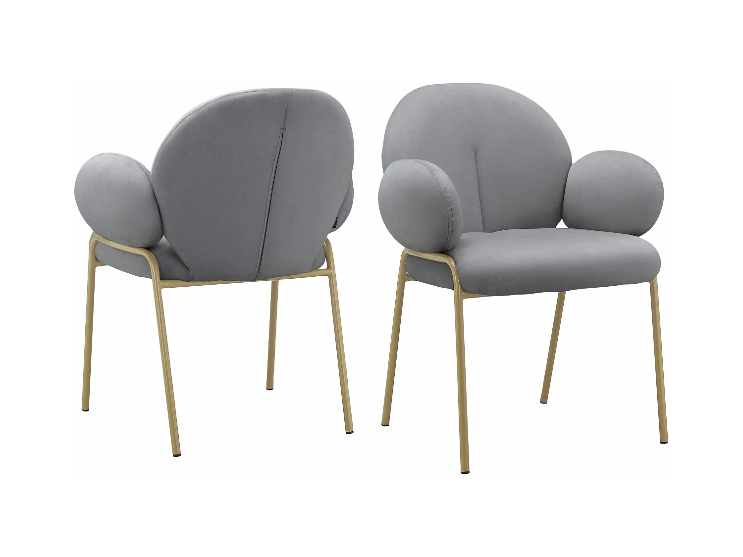 Iwama|Lot de 2 chaises de salle à manger en velours gris clair
