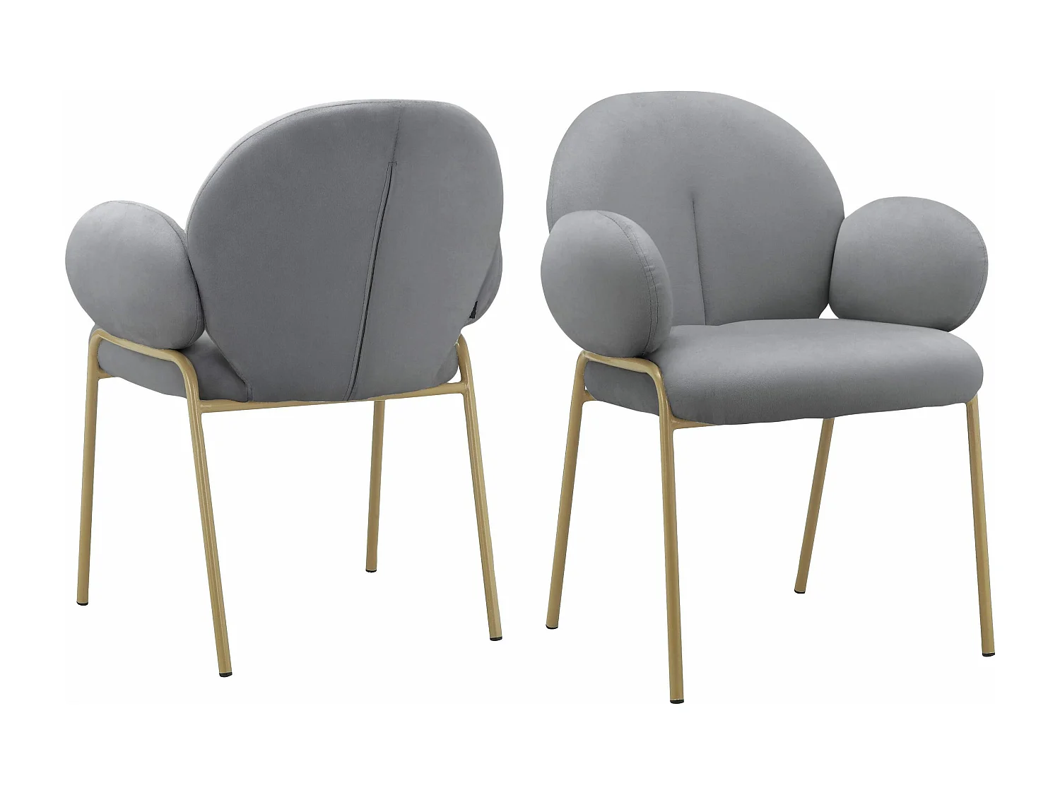 Iwama|Lot de 2 chaises de salle à manger en velours gris clair