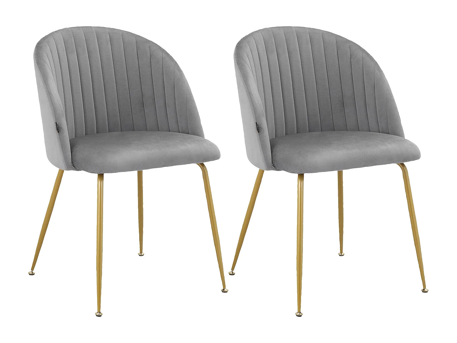 Thalia|Lot de 2 chaises de salle à manger en velours gris