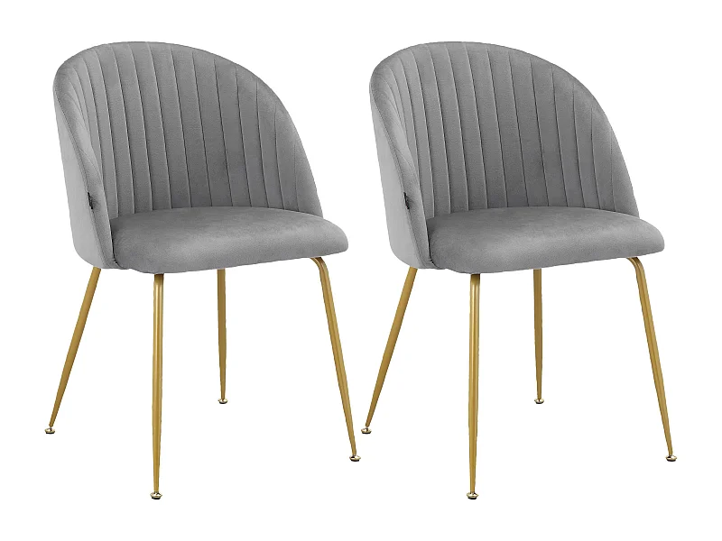 Thalia|Lot de 2 chaises de salle à manger en velours gris