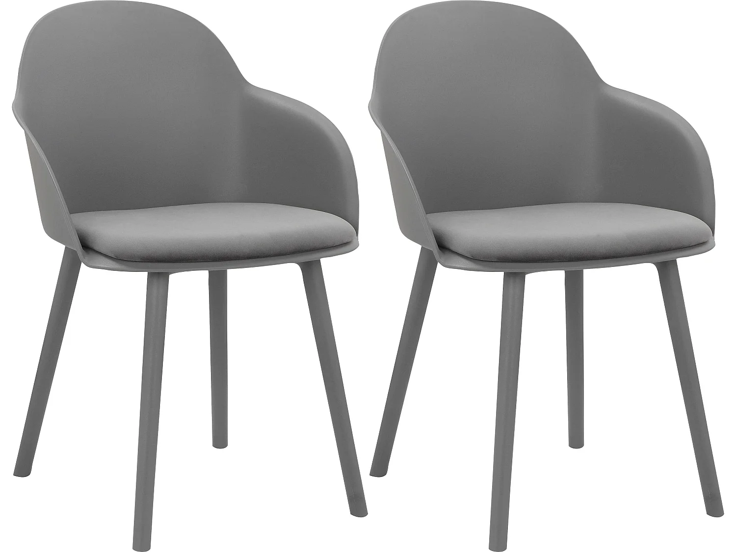 Seiko|Lot de 2 chaises de salle à manger en plastique anthracite