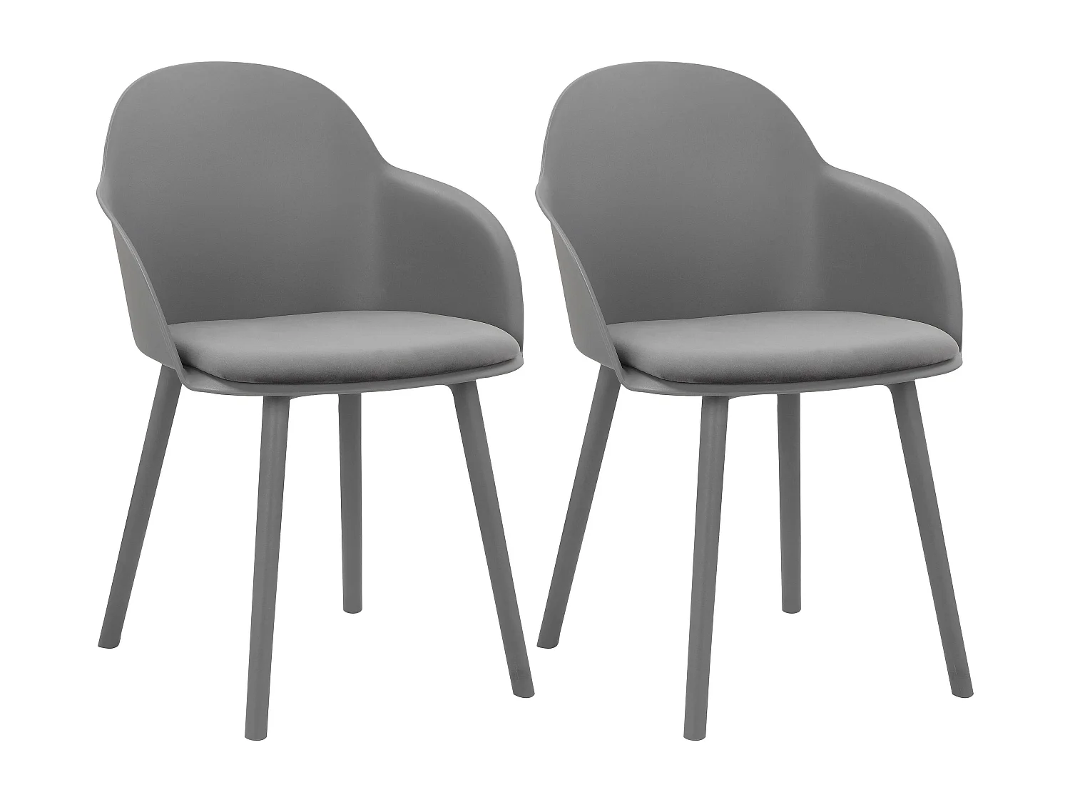 Seiko|Lot de 2 chaises de salle à manger en plastique anthracite