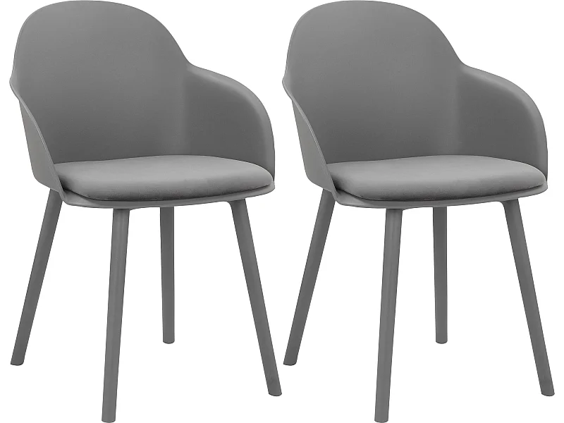 Seiko|Lot de 2 chaises de salle à manger en plastique anthracite