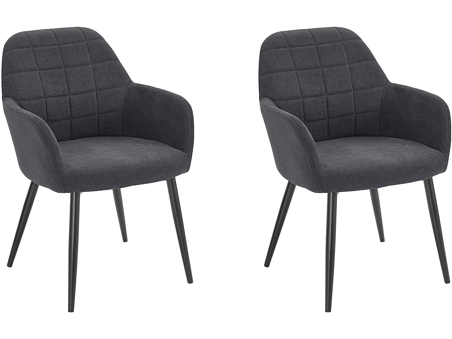 Lot de 2 chaises confortables avec accoudoirs en tissu anthracite