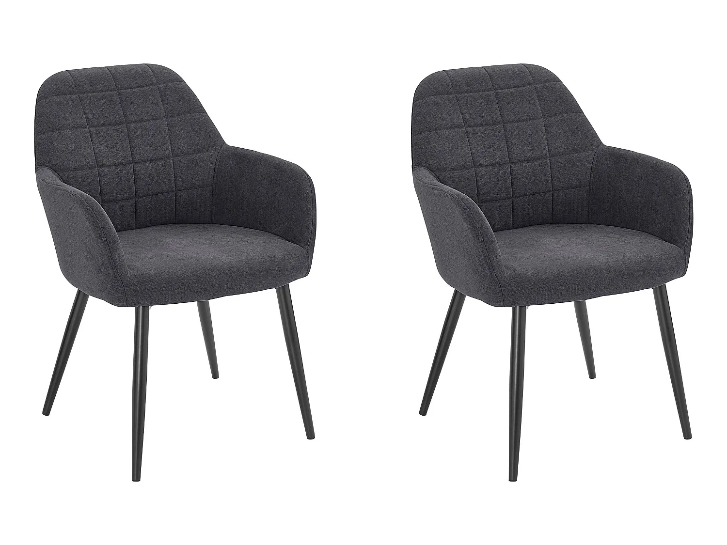Lot de 2 chaises confortables avec accoudoirs en tissu anthracite