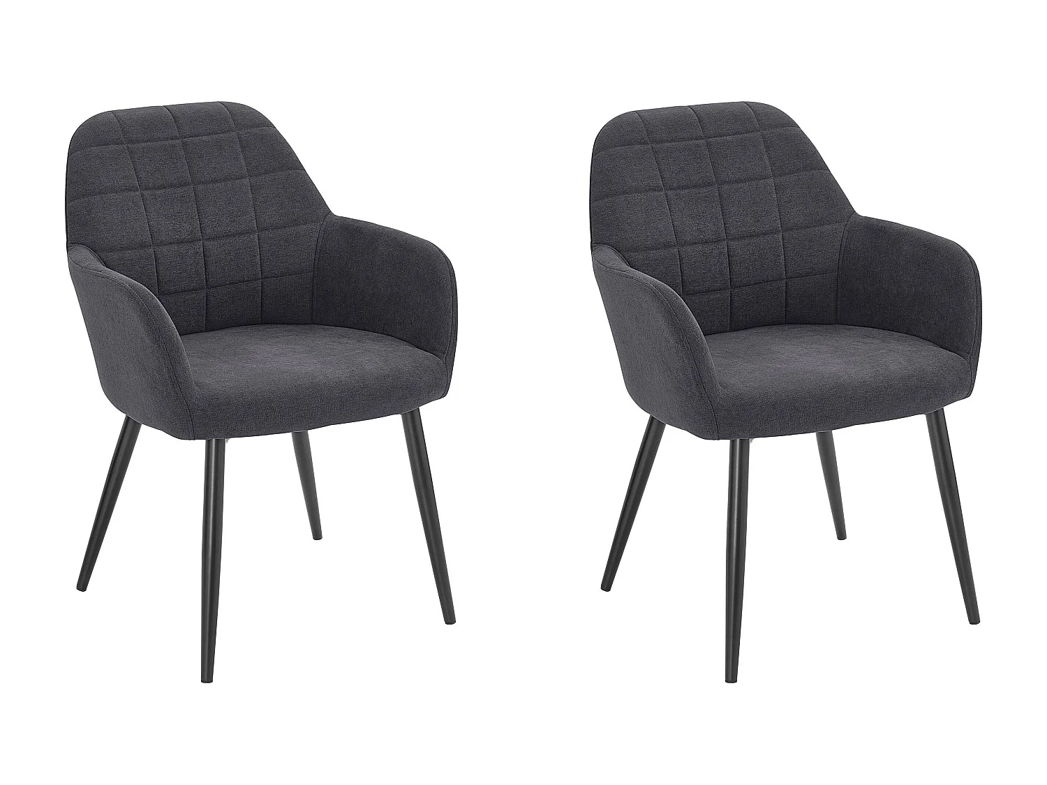 Lot de 2 chaises confortables avec accoudoirs en tissu anthracite