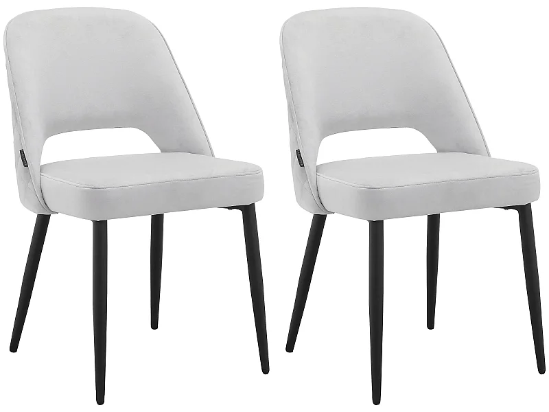 Kyoto|Lot de 2 chaises de salle à manger en velours gris