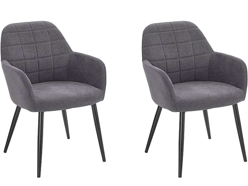 Ensemble de 2 chaises Mara confortables en tissu et velours gris
