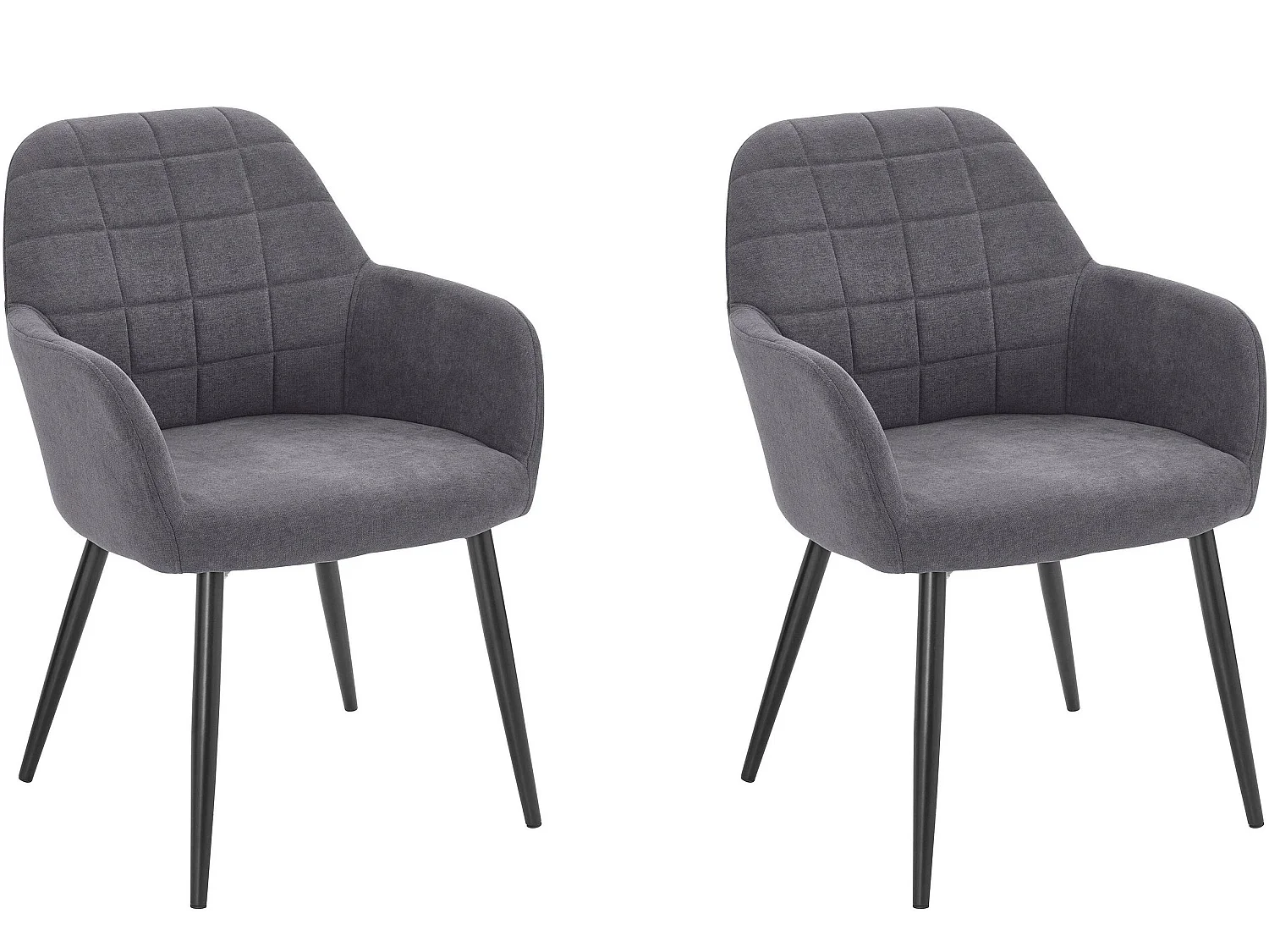 Ensemble de 2 chaises Mara confortables en tissu et velours gris