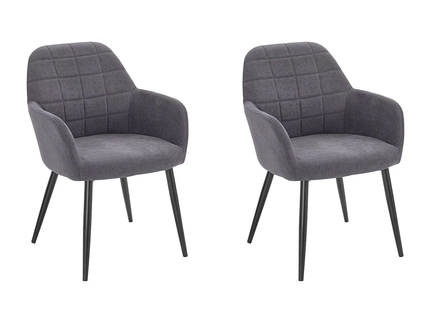 Ensemble de 2 chaises Mara confortables en tissu et velours gris