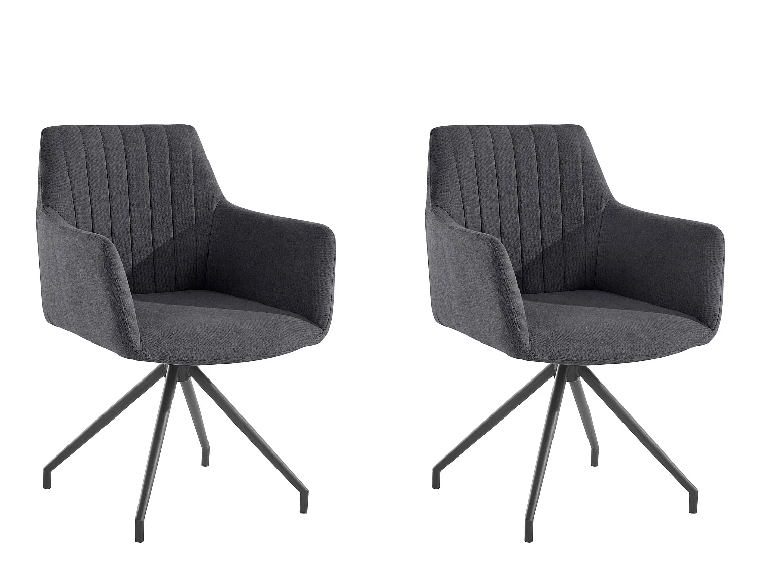 Darcy|Lot de 2 chaises de salle à manger en tissu anthracite
