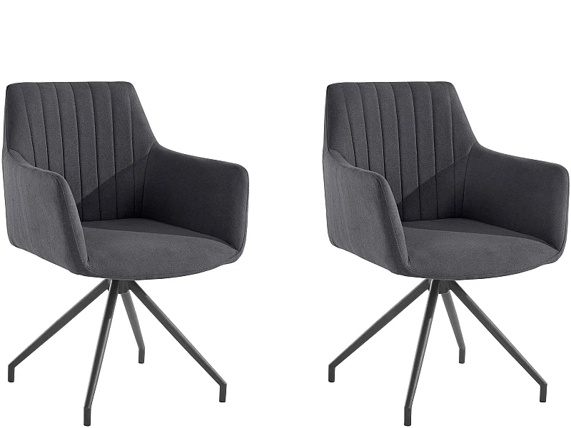 Darcy|Lot de 2 chaises de salle à manger en tissu anthracite