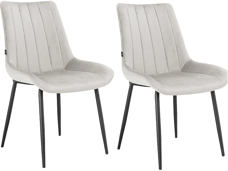 Alzira|Chaise de salle à manger 2 Pack en velours Gris clair