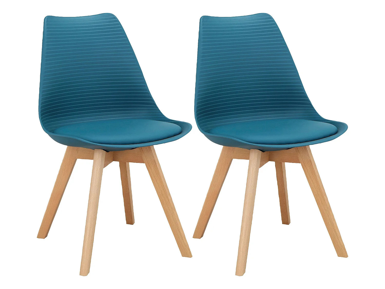 Armin|Lot de 2 chaises de salle à manger en plastique pétrole
