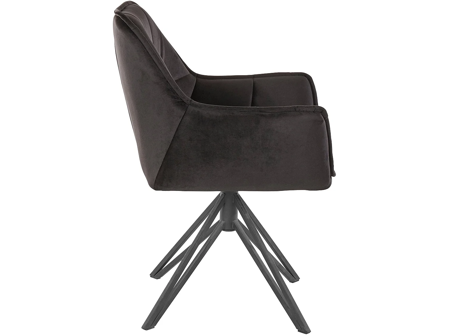 Lot de 2 chaises de salle à manger Ciana Noir avec accoudoirs en tissu et velours