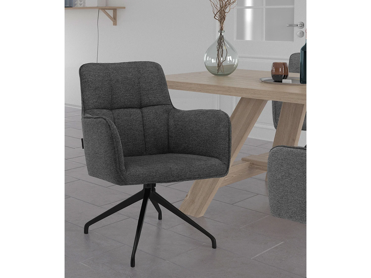 Zaria1|Lot de 2 fauteuils en tissu anthracite