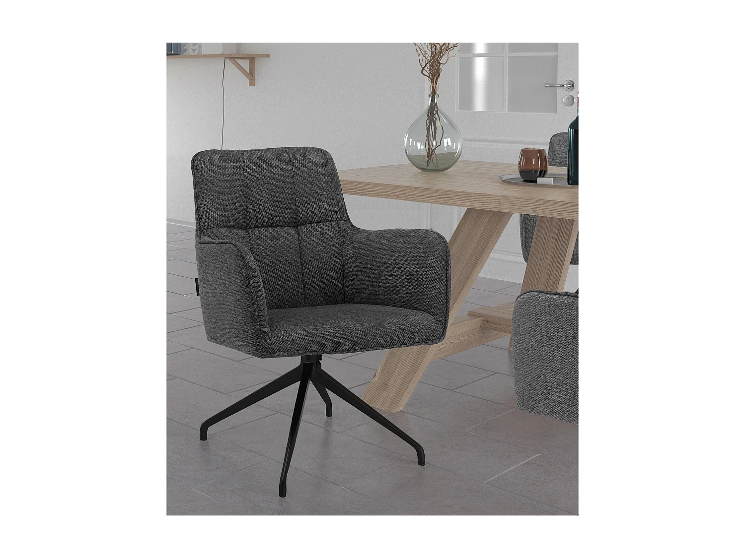 Zaria1|Lot de 2 fauteuils en tissu anthracite