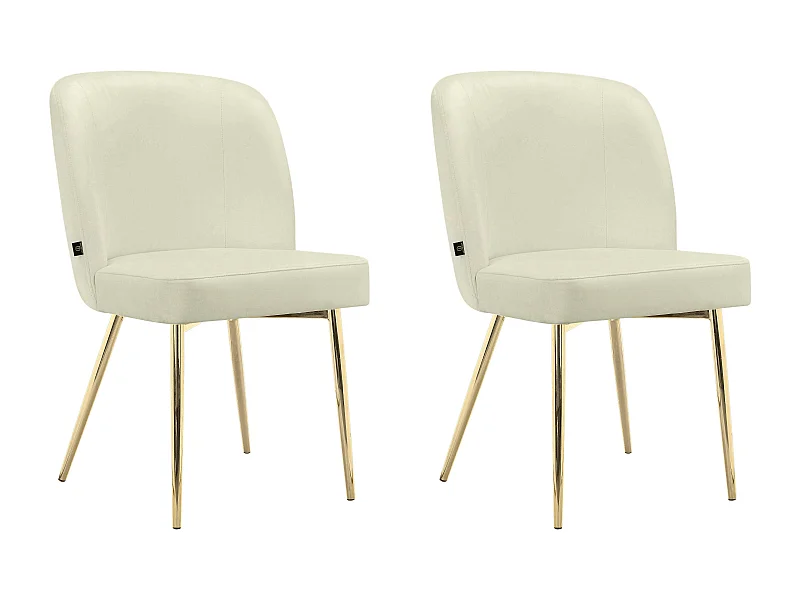 Nagano|Lot de 2 chaises de salle à manger en tissu crème