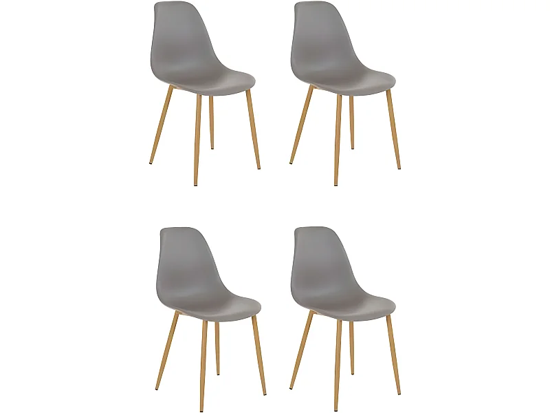 Silla Miller 4pk gris claro PlastOak
