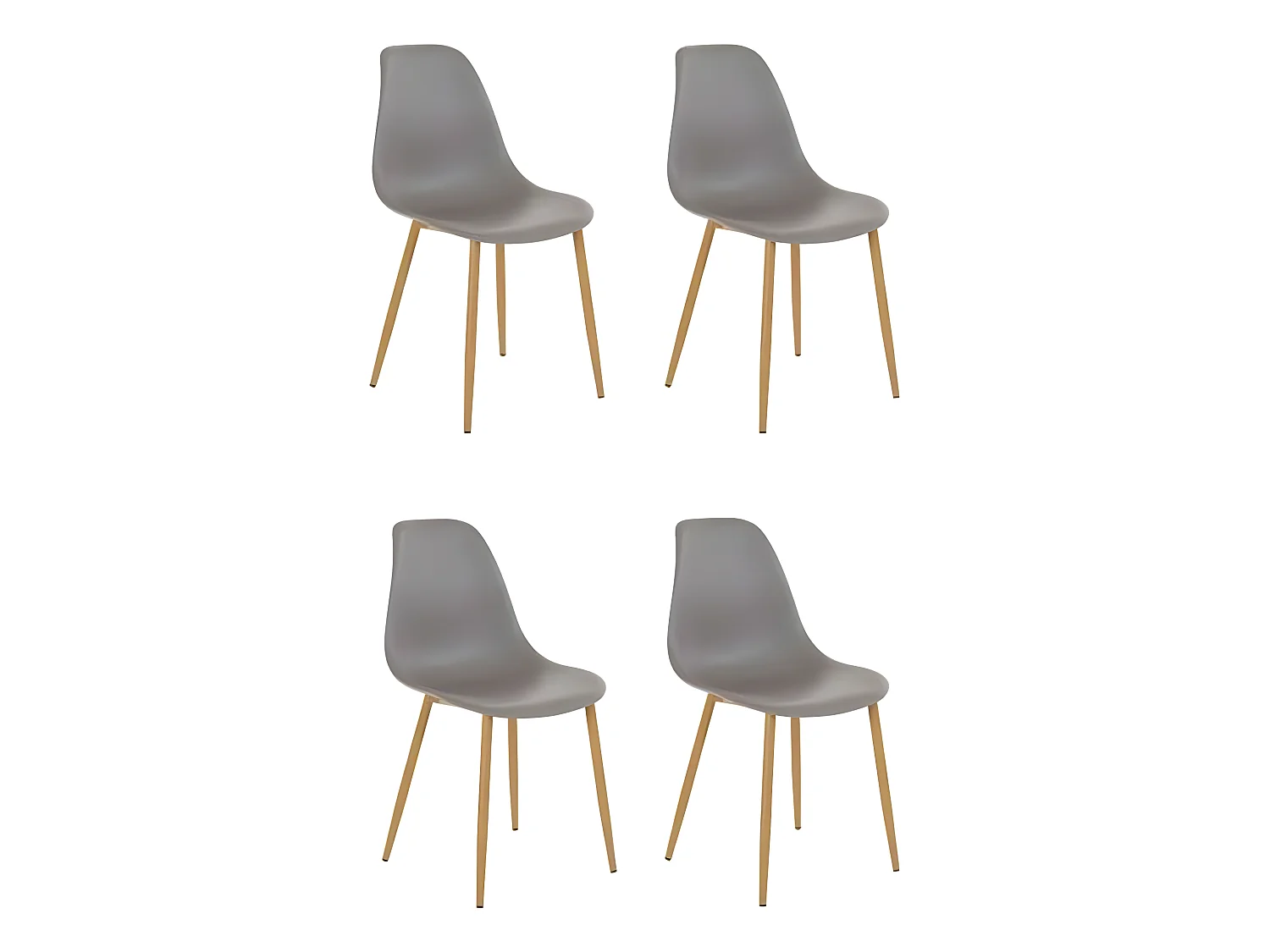 Miller|Lot de 4 chaises de salle à manger en plastique gris clair