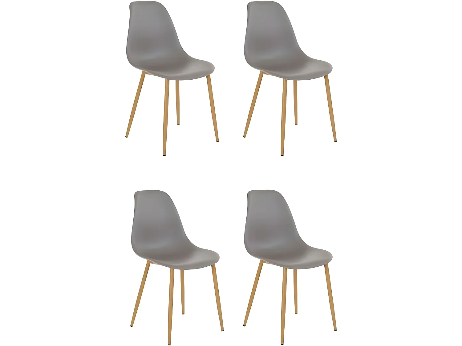 Miller|Lot de 4 chaises de salle à manger en plastique gris clair